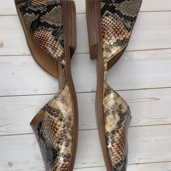 Madewell Marisa Embossed Snakeskin Leather d’Orsay Flats - Neutral - Size 9 - Picture 10 of 13